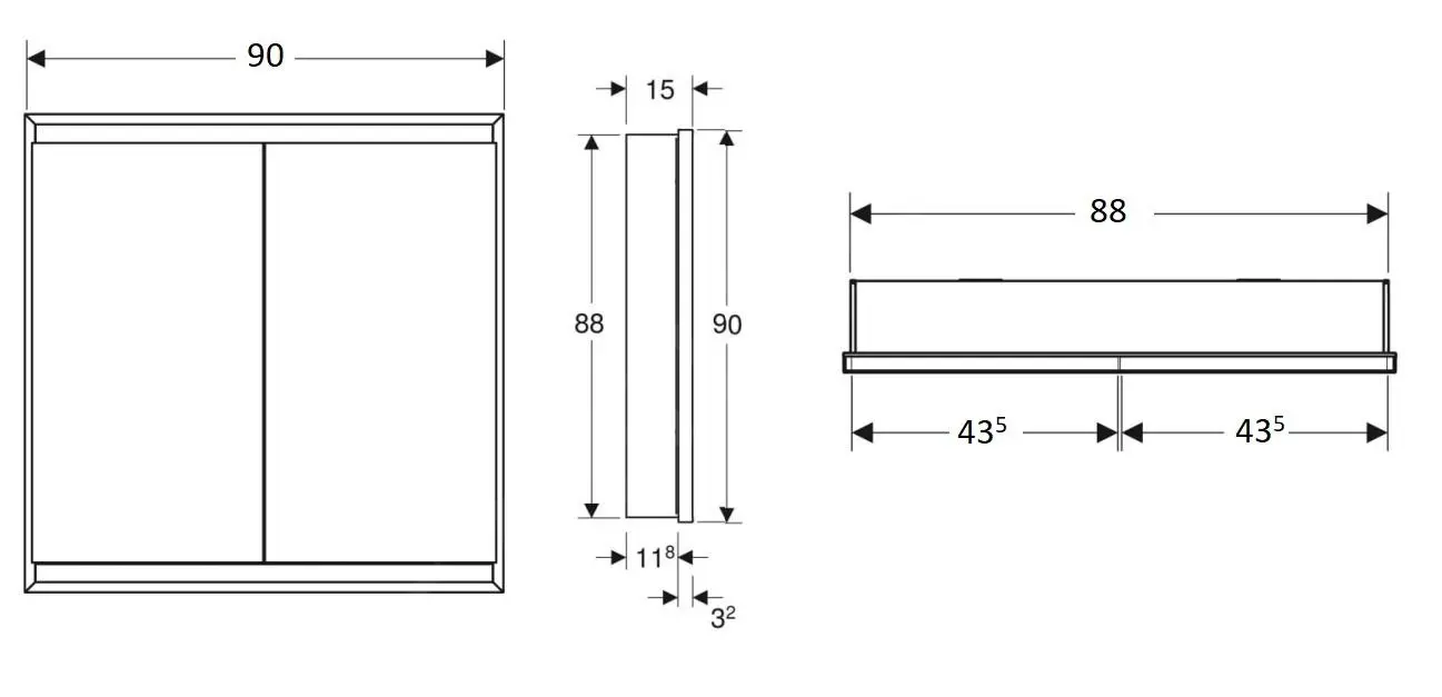 Geberit ONE - Mueble Con Espejo Con Iluminación LED, 900x900x150 Mm, 2 Puertas, Empotrable, Blanco 505.803.00.2 - Imagen 2