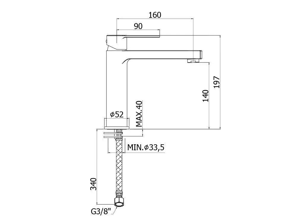 Paffoni West - Grifo De Lavabo, Cromo WS074CR - Imagen 2