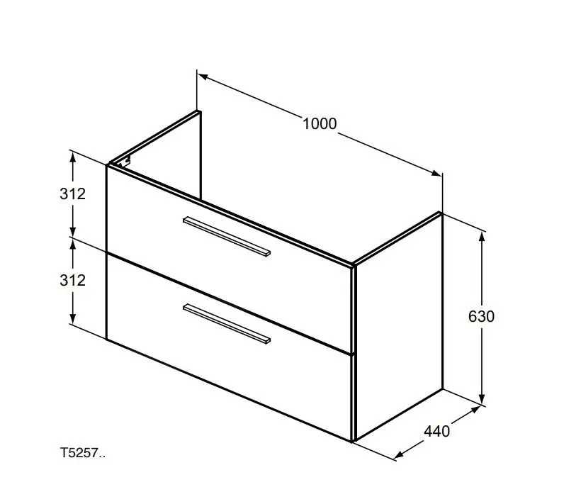 Ideal Standard I.Life A - Mueble Bajo Lavabo, 1000x440x630 Mm, 2 Cajones, Arena Mate T5257NF - Imagen 2