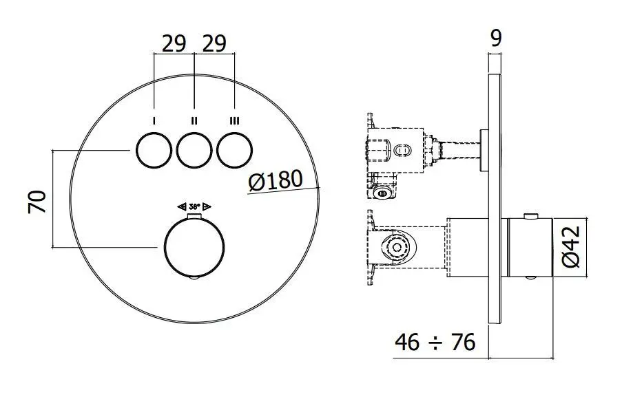 Paffoni Compact Box - Grifo Empotrado Termostático, Para 3 Dispositivos, Oro CPT019HG - Imagen 2