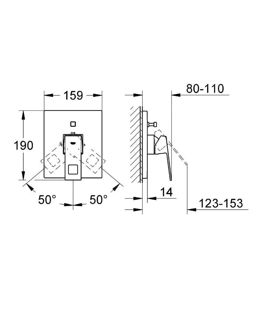 Grohe Eurocube - Grifo Empotrado De Bañera, Cromo 19896000 - Imagen 2