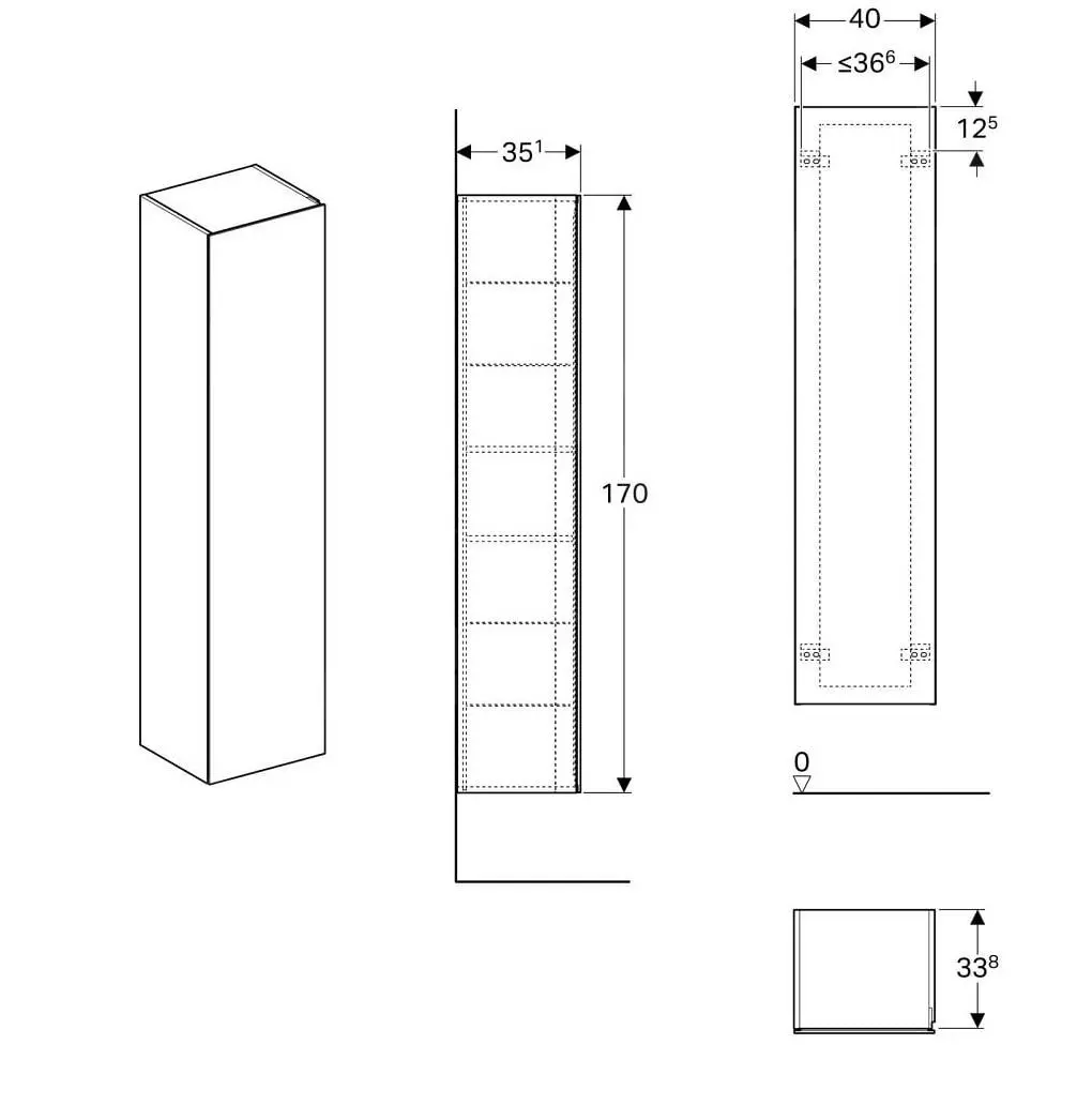 Geberit Xeno 2 - Armario Alto 1700x400 Mm, Espejo Dentro, Gris/beige 500.503.00.1 - Imagen 2