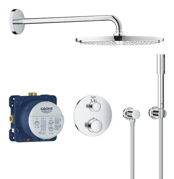 Grohe Grohtherm - Conjunto De Ducha Rainshower Cosmopolitan 310 Con Termostato Empotrado, Cromo 34731000