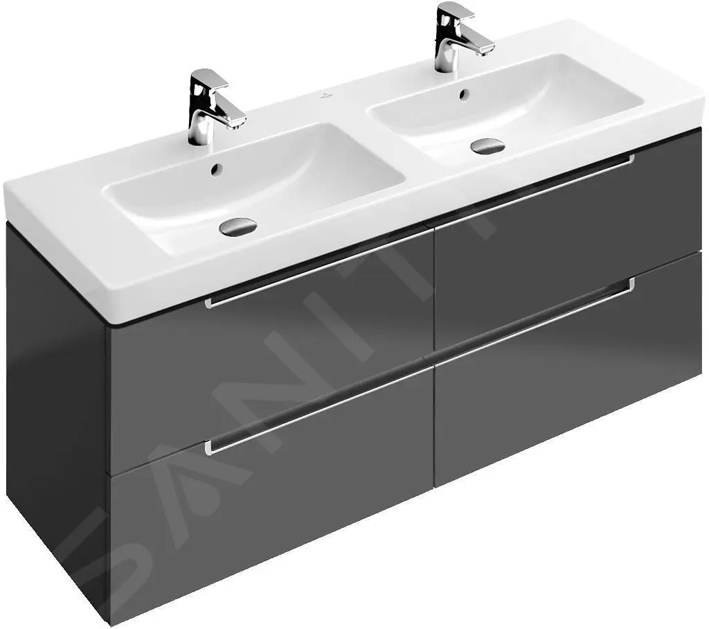 Villeroy & Boch Subway 2.0 - Mueble De Lavabo, 1287x520x449 Mm, Glossy Grey A69900FP