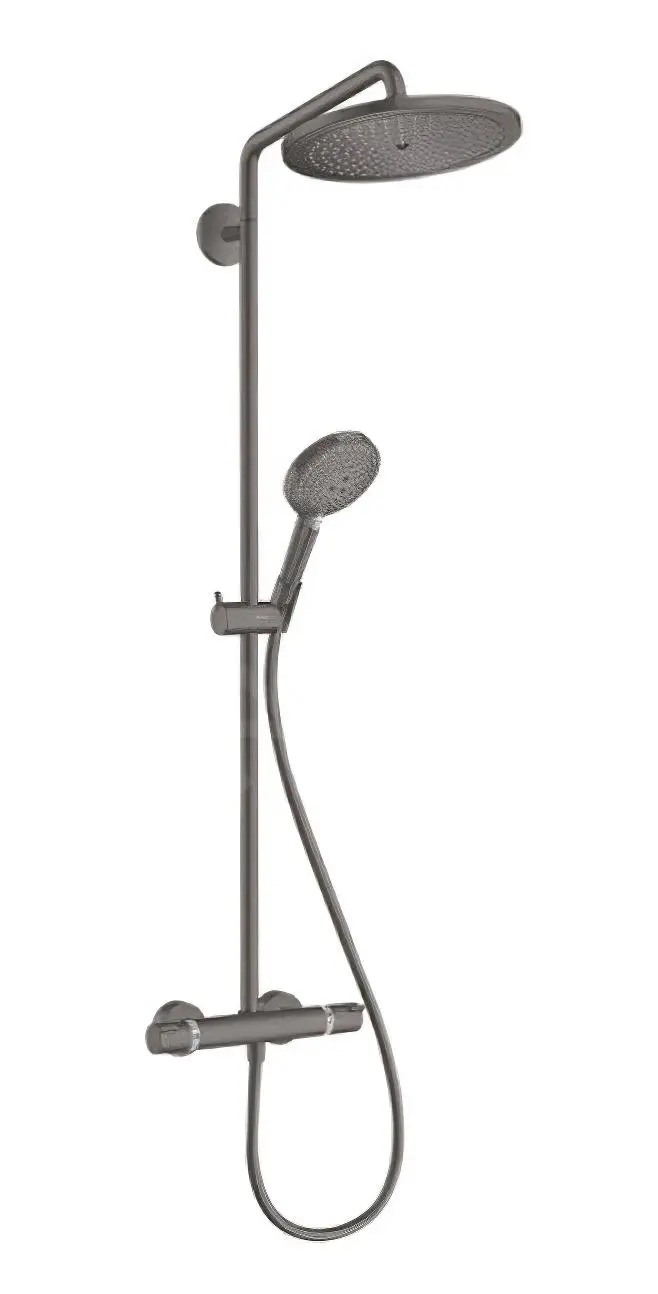 Hansgrohe Croma Select S - Conjunto De Ducha Showerpipe 280 Con Termostato, EcoSmart, Cromo Negro Cepillado 26891340