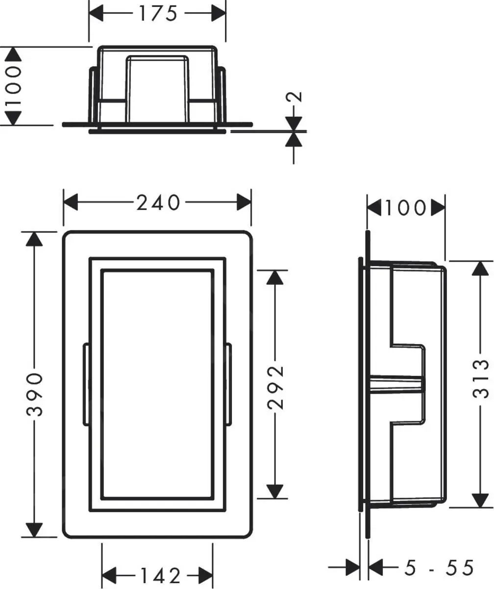 Hansgrohe XtraStoris Individual - Honracina De Pared Con Marco Decorativo, 300x150x100 Mm, Negro Mate/blanco Mate 56095700 - Imagen 2