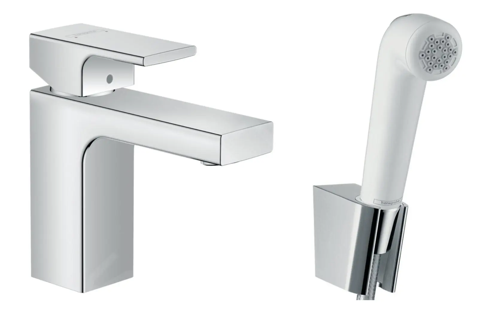 Hansgrohe Vernis Shape - Grifo De Lavabo Con Ducha De Mano Bidette, Cromo 71216000