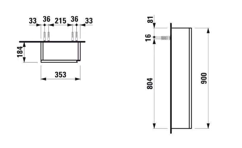 Laufen Lani - Armario 90x35 Mm, 1 Puerta, Bisagras A La Izquierda, Blanco Brillante H4037111122611 - Imagen 2