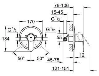 Grohe Eurostyle Cosmopolitan - Grifo Empotrado De Ducha, Cromo 33635002 - Imagen 2