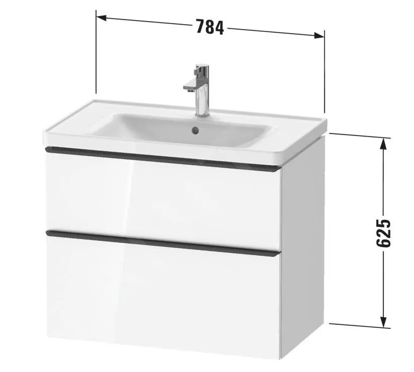 Duravit D-Neo - Mueble De Lavabo 784x625x452 Mm, 2 Cajones, Blanco Brillante DE435502222 - Imagen 2
