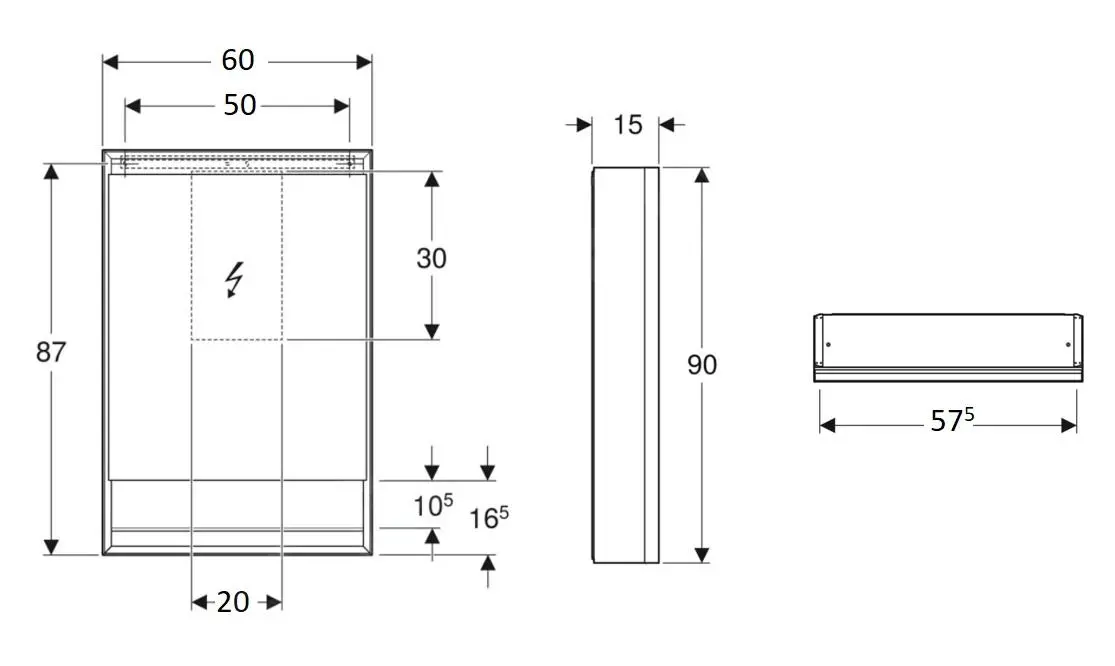 Geberit ONE - Mueble Con Espejo Con Iluminación LED, 600x900x150 Mm, Bisagras A La Derecha, Con Nicho, Blanco 505.831.00.2 - Imagen 2