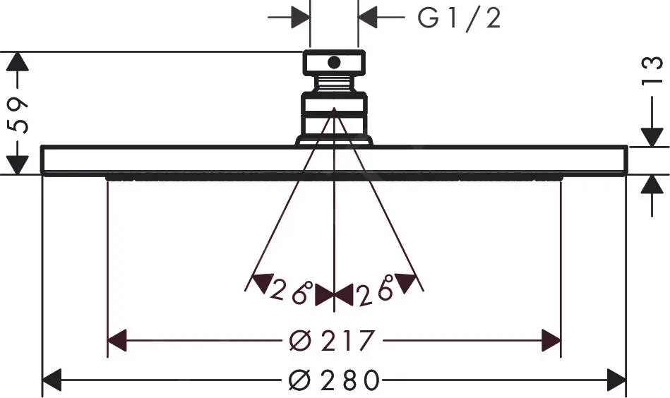 Hansgrohe Croma - Rociador De Ducha 280, Cromo Negro Cepillado 26220340 - Imagen 2