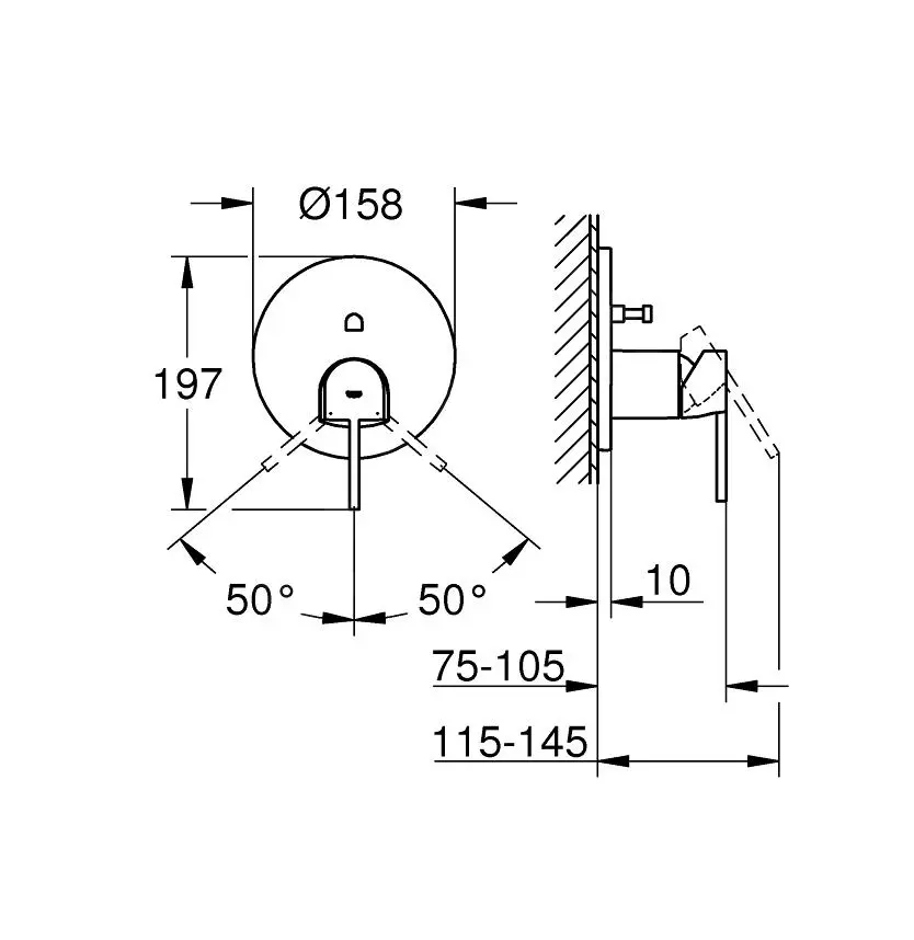 Grohe Plus - Grifo Empotrado Para 2 Dispositivos, Hard Graphite Cepillado 24060AL3 - Imagen 2