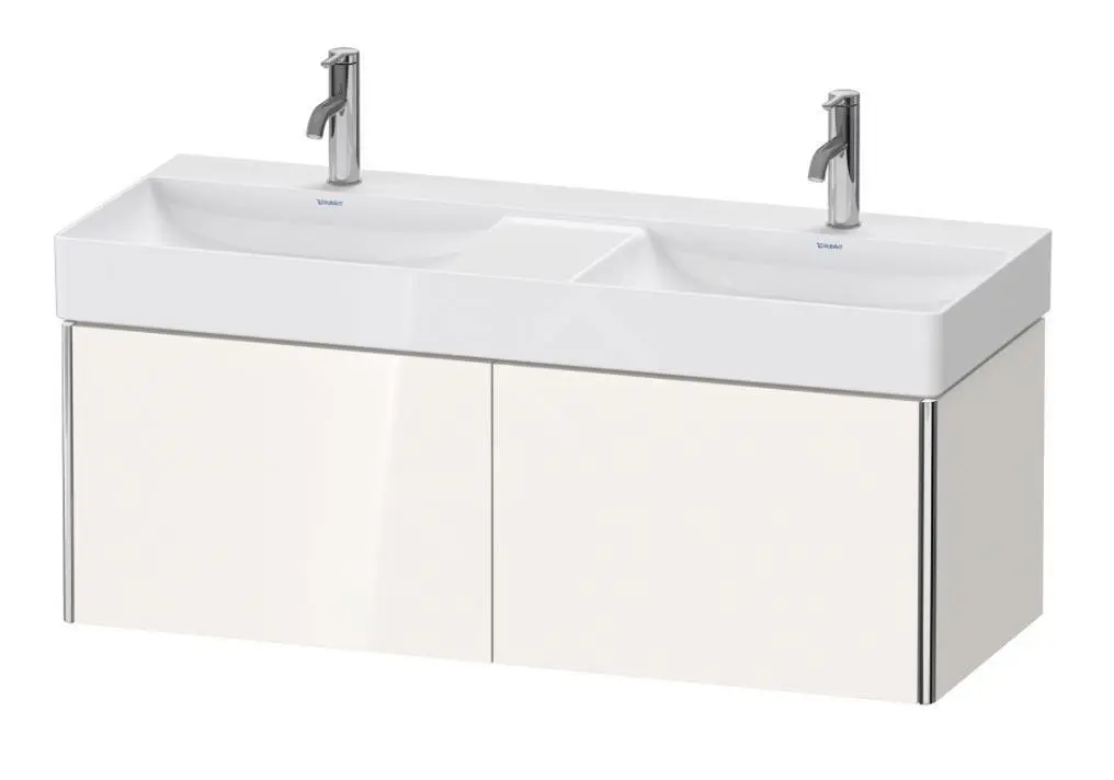 Duravit XSquare - Mueble De Lavabo Doble 397x1184x460 Mm, 2 Cajones, Blanco Brillante XS406402222