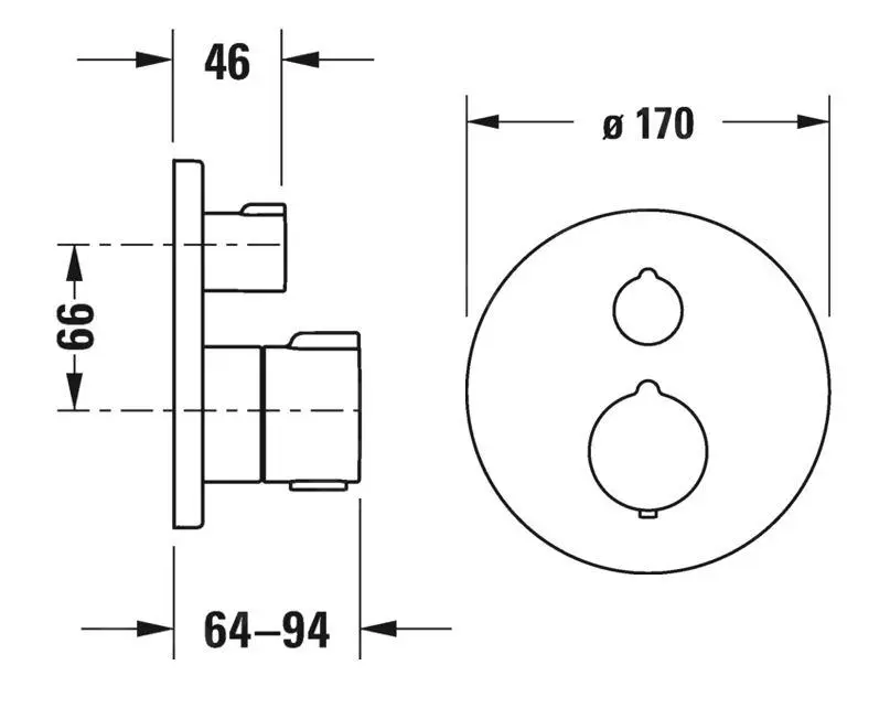 Duravit C.1 - Grifo Termostático Empotrado Para Bañera, Para 2 Dispositivos, Cromo C15200018010 - Imagen 2