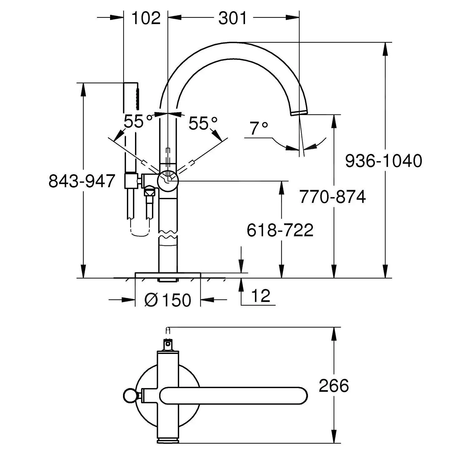 Grohe Atrio - Grifo De Suelo Para Bañera, Con Caño Giratorio, Warm Sunset 32653DA3 - Imagen 2