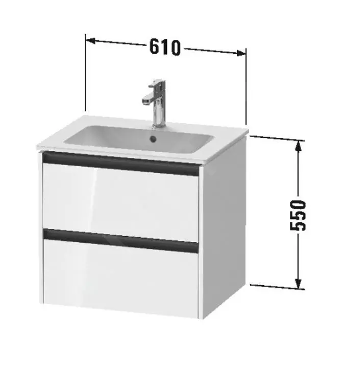 Duravit Ketho.2 - Mueble De Lavabo 550x610x480 Mm, 2 Cajones, Blanco Brillante K25262022220000 - Imagen 2