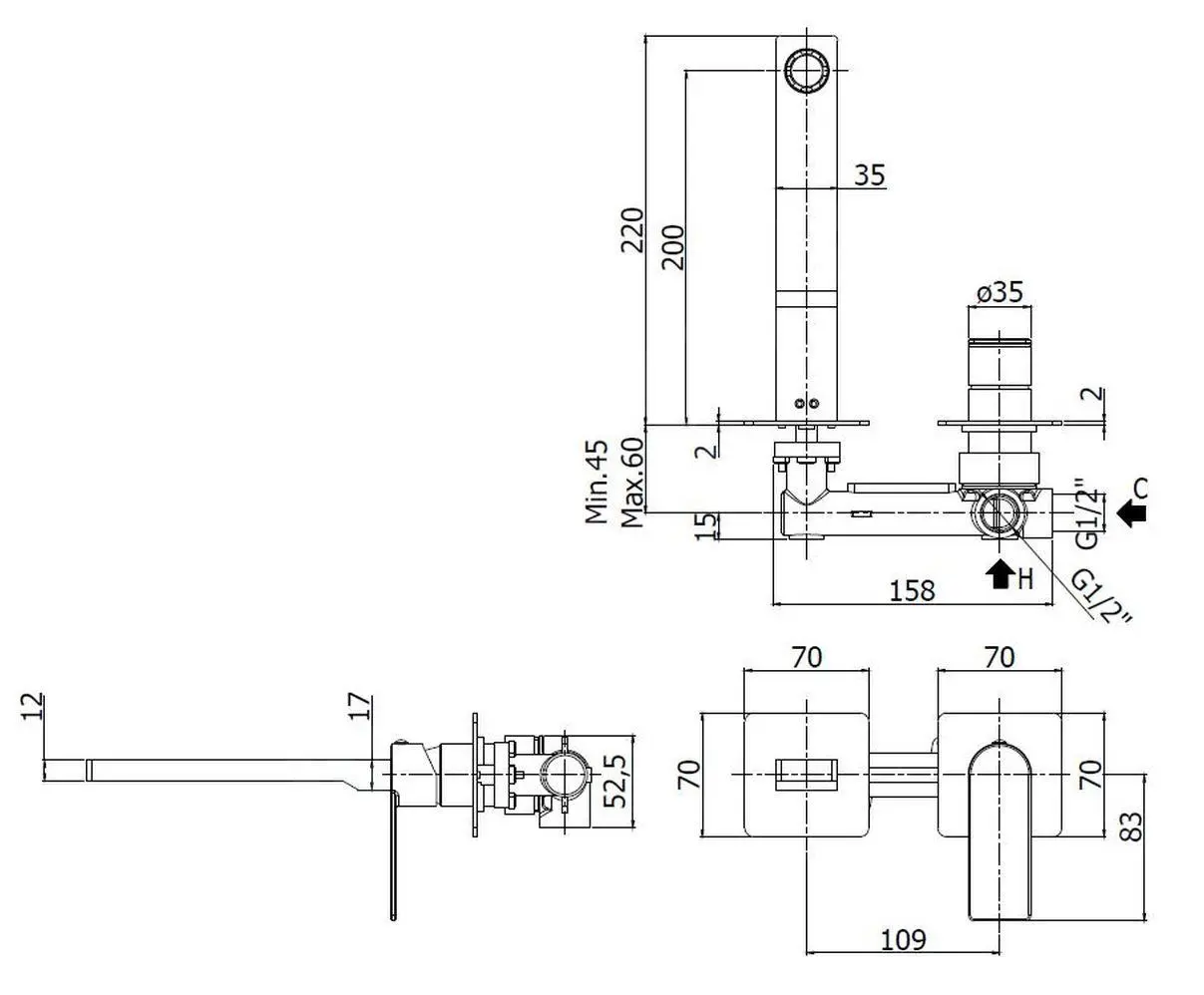 Paffoni Tango - Grifo Empotrado De Lavabo, Con Cuerpo De Montaje, 2 Orificios, Acero Inoxidable TA105ST70 - Imagen 2
