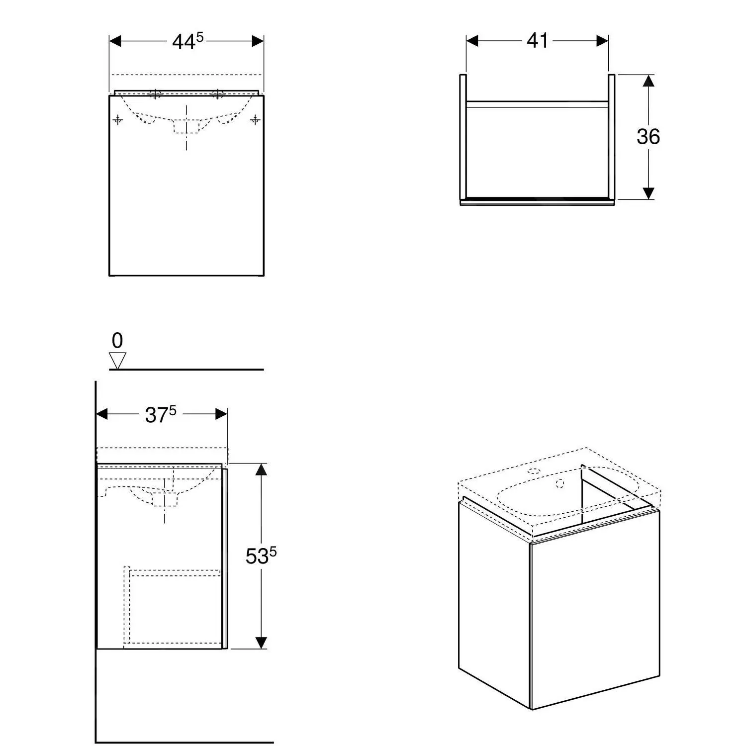 Geberit Acanto - Mueble Bajo Lavamanos 450 Mm, Negro 500.608.16.1 - Imagen 2