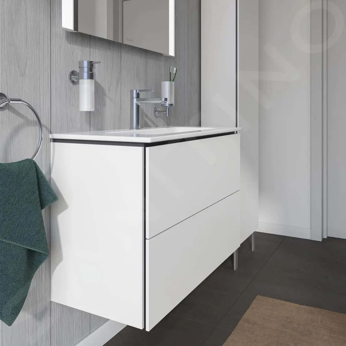 Duravit L-Cube - Armario De Lavabo Compact, 550x820x391 Mm, 2 Cajones, Blanco Brillante LC625702222 - Imagen 5