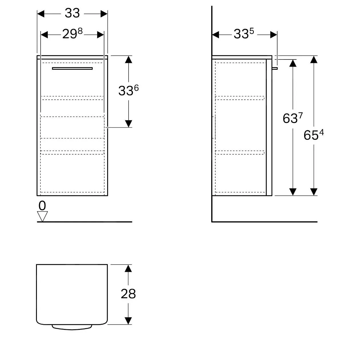 Geberit Selnova Square - Armario Inferior Lateral 654x330x280 Mm, 1 Puerta, Blanco Brillante 500.181.01.1 - Imagen 2