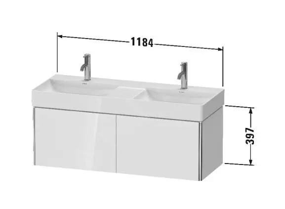 Duravit XSquare - Mueble De Lavabo Doble 397x1184x460 Mm, 2 Cajones, Blanco Brillante XS406402222 - Imagen 2