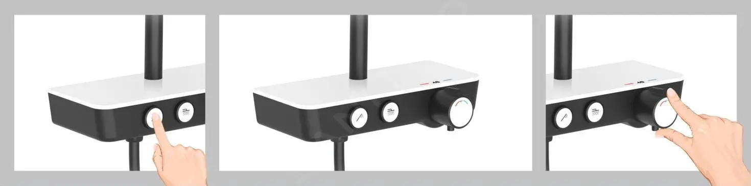 Kielle Aura - Conjunto De Ducha Con Termostato, 260 Mm, 3 Chorros, Cromo/blanco/negro 20602000 - Imagen 7