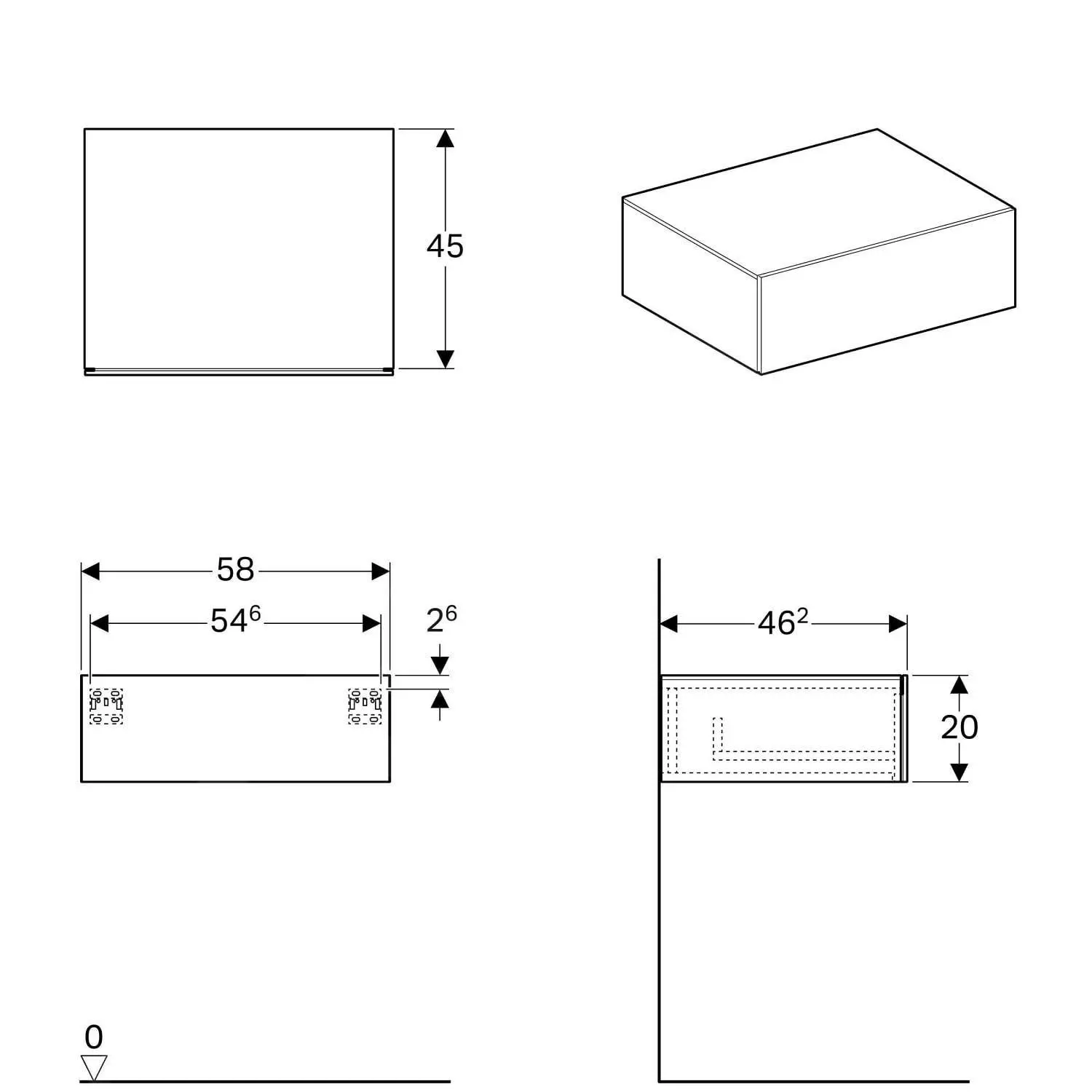 Geberit Xeno 2 - Armario Lateral 580x200 Mm Con Cajón, Taupe 500.507.00.1 - Imagen 2