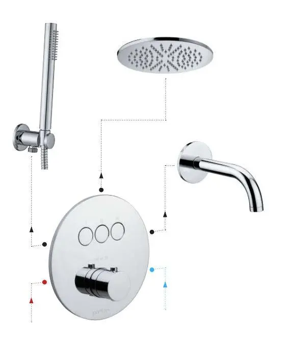 Paffoni Compact Box - Grifo Empotrado Termostático, Para 3 Dispositivos, Oro CPT019HG - Imagen 3
