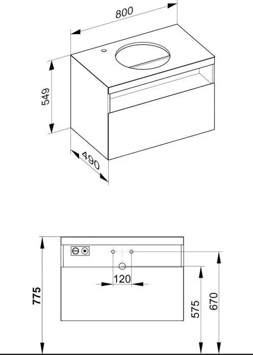 Keuco Stageline - Mueble Para Lavabo, 800x550x490 Mm, Orificio Para Grifo A La Izquierda, Con Iluminación A USB, Blanco 32864300100 - Imagen 2