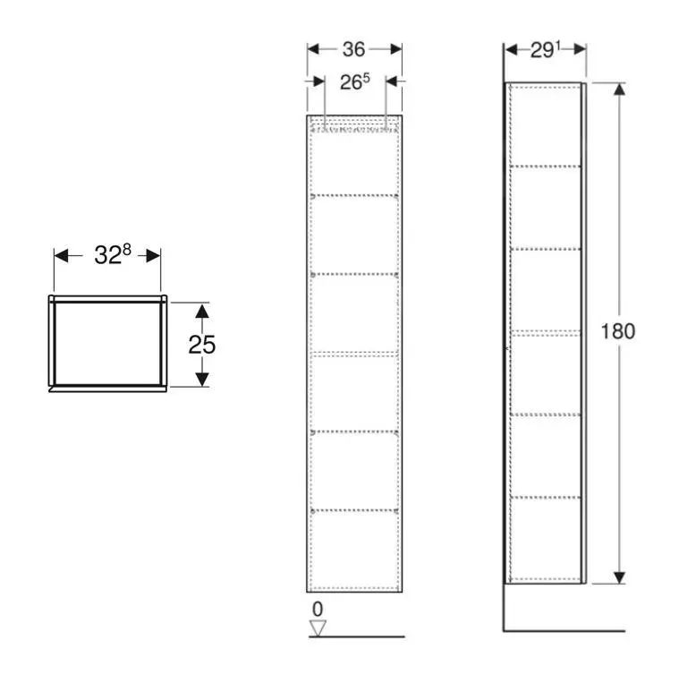 Geberit ICon - Armario Alto 180x36x29 Cm, 1 Puerta, Bisagras A La Derecha/izquierda, Lava 502.316.JK.1 - Imagen 2
