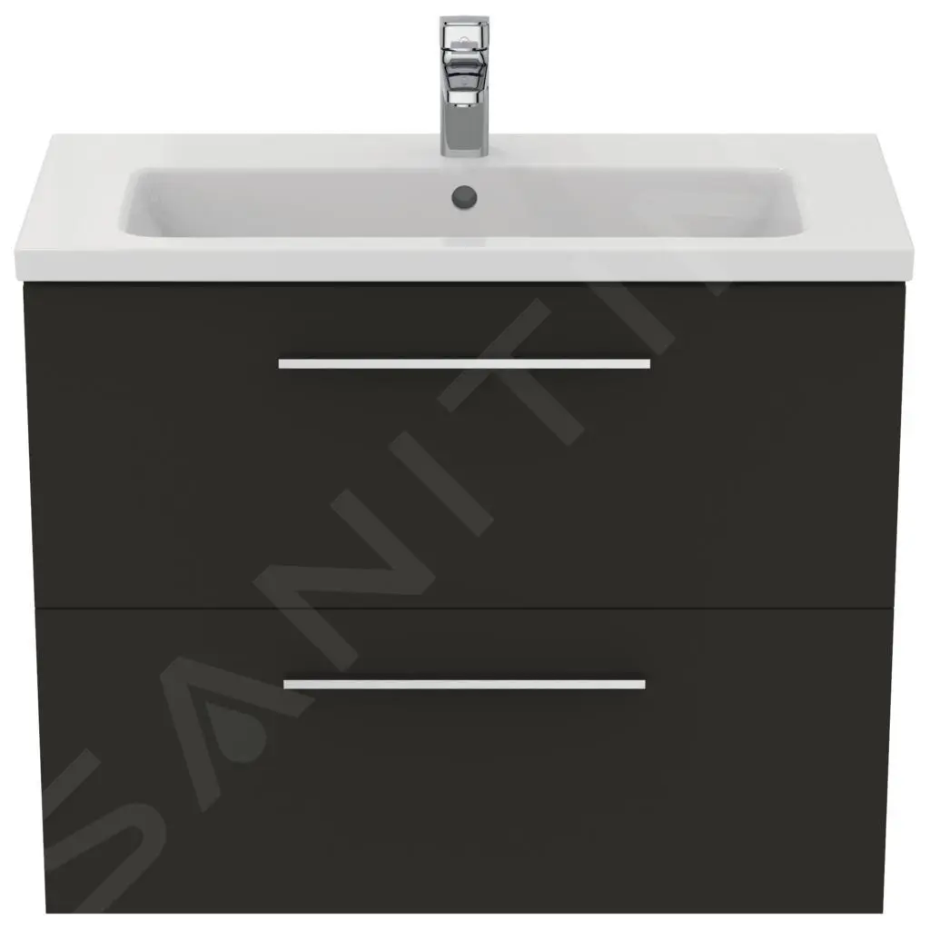 Ideal Standard I.Life S - Mueble Bajo Lavabo, 800x375x630 Mm, 2 Cajones, Gris De Carbon Mate T5295NV - Imagen 4