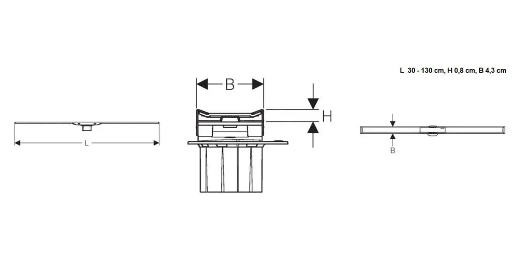 Geberit CleanLine - Canaleta De Ducha De Acero Inoxidable, 300-1300 Mm, Metal Pulido 154.451.KS.1 - Imagen 2