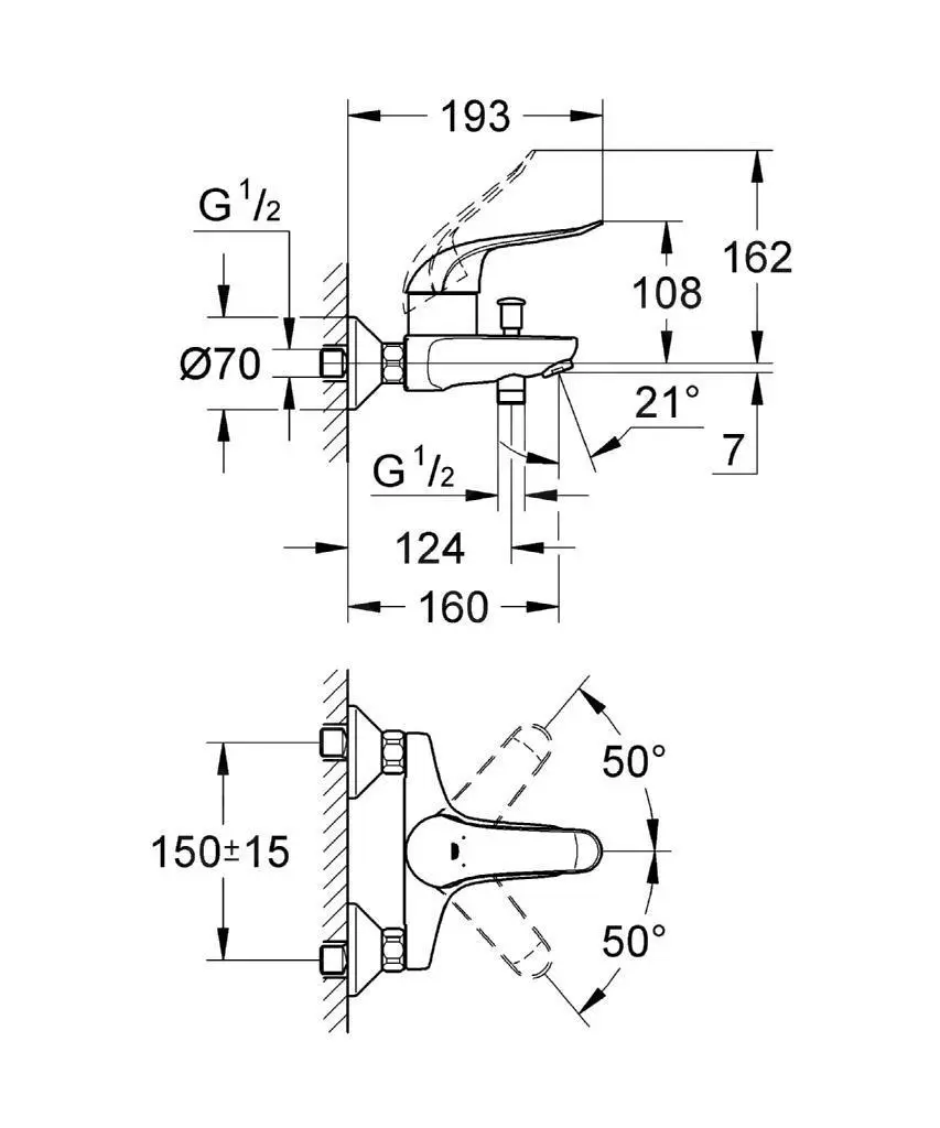 Grohe Euroeco Special - Grifo Monomando De Bañera, Cromo 32783000 - Imagen 2