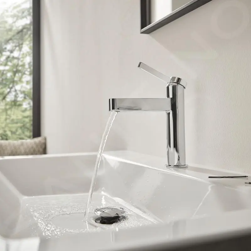 Hansgrohe Finoris - Grifo De Lavabo 100, Con Desagüe Push-Open, EcoSmart, Cromo 76010000 - Imagen 4