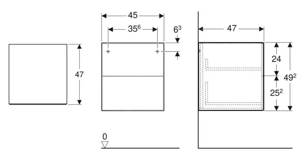 Geberit ONE - Armario Lateral 45x49x47 Cm, 2 Cajones, Roble 505.077.00.5 - Imagen 2