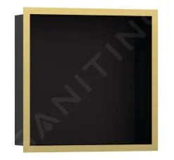 Hansgrohe XtraStoris Individual - Honracina De Pared Con Marco Decorativo, 300x300x100 Mm, Negro Mate/aspecto De Oro Pulido 56098990
