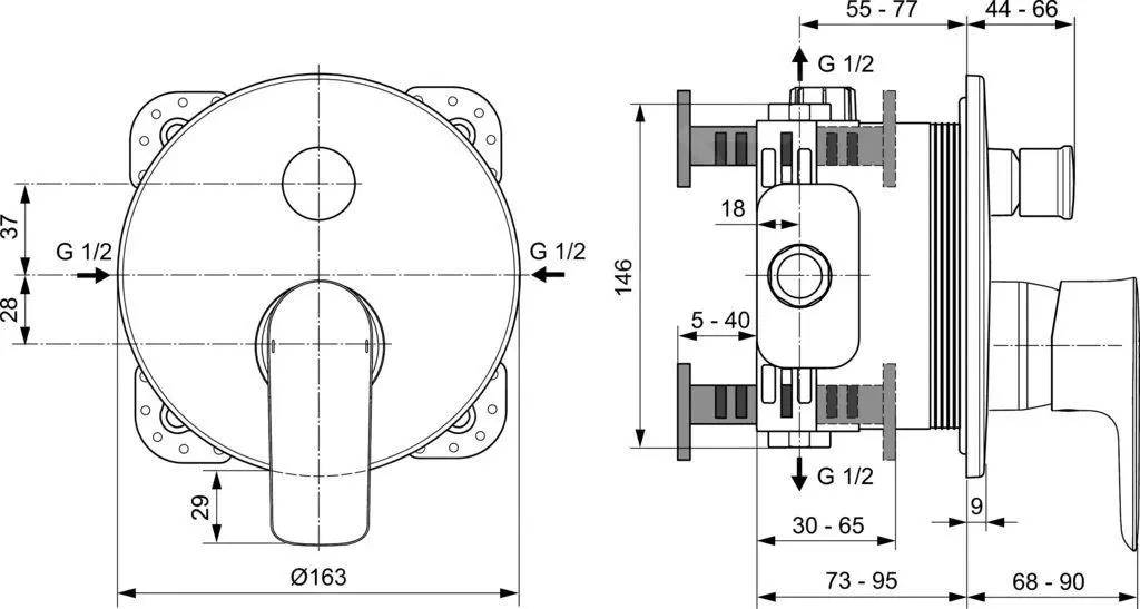 Ideal Standard Connect Air - Grifo De Bañera Empotrado, Cromo A7035AA - Imagen 2