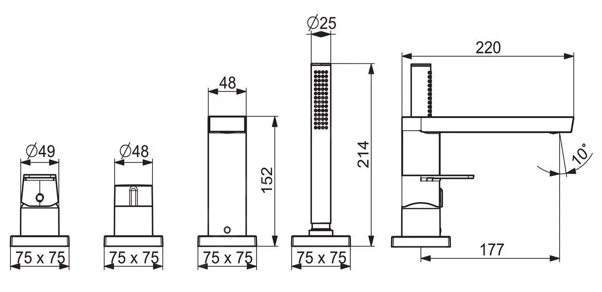 Hansa Stela - Grifería Para El Borde De Bañera, 4 Orificios, Cromo 57302473 - Imagen 2
