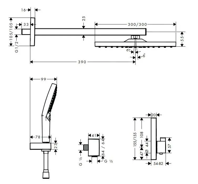 Hansgrohe Raindance E - Conjunto De Ducha 300 Con Termostato ShowerSelect Empotrado, Negro Mate 27939670 - Imagen 2