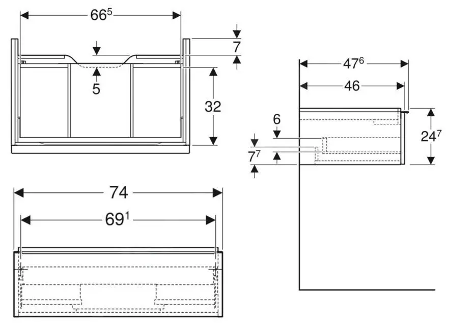 Geberit ICon - Mueble De Lavabo 740x247x476 Mm, 1 Cajón, Blanco Brillante 502.311.01.2 - Imagen 2