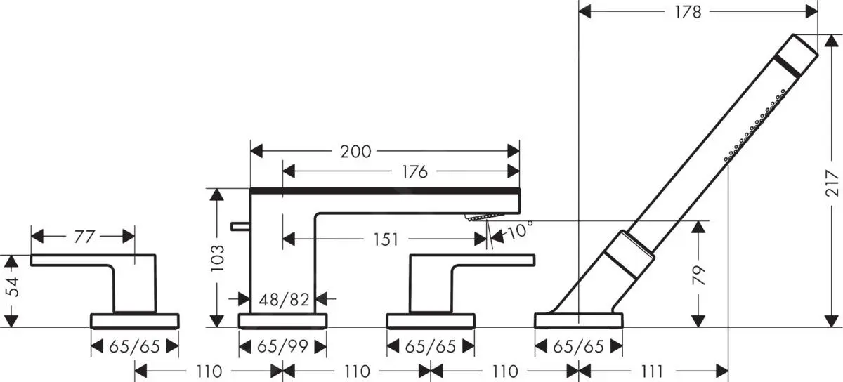 Axor MyEdition - Grifo De Bañera De 4 Orificios, Cromo/vidrio Negro 47430600 - Imagen 2