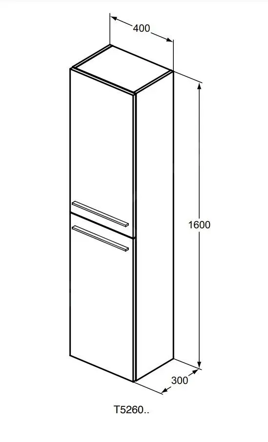 Ideal Standard I.Life A - Armario Alto Para Baño 400x300x1600 Mm, 2 Puertas Izquierda/derecha, Roble T5260NX - Imagen 2
