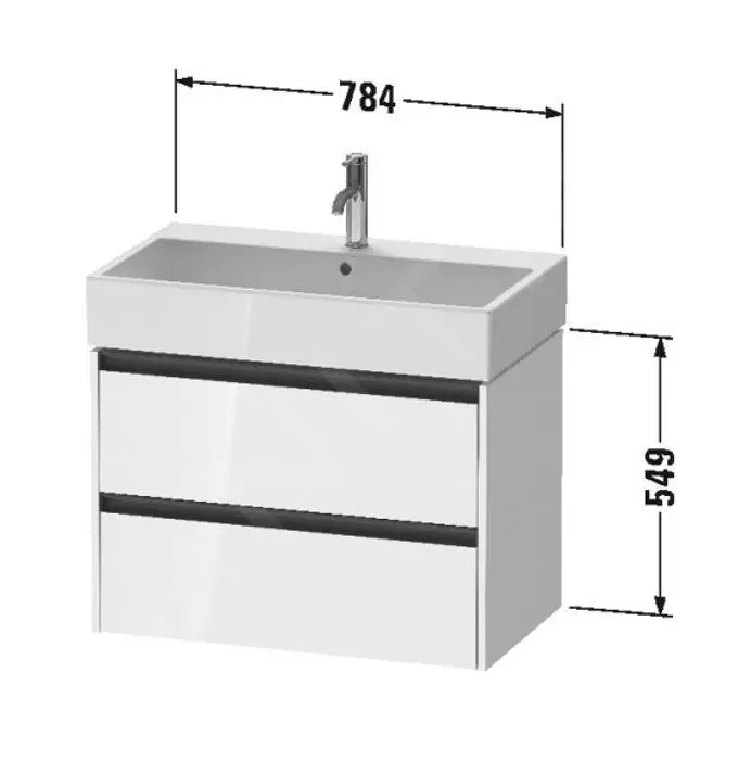 Duravit Ketho.2 - Mueble De Lavabo 549x784x460 Mm, 2 Cajones, Blanco Mate K25277018180000 - Imagen 2