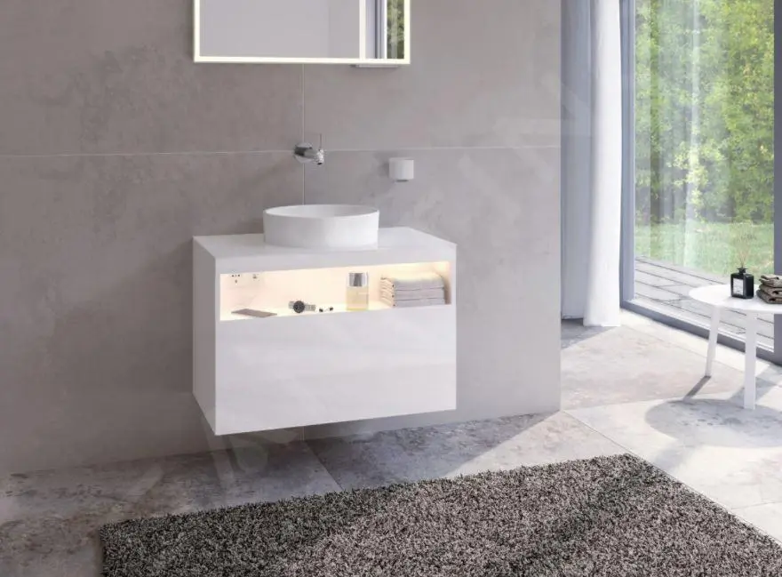 Keuco Stageline - Mueble Para Lavabo, 800x550x490 Mm, Con Orificio Para Lavabo, Con Iluminación A USB, Blanco 32863300100 - Imagen 7
