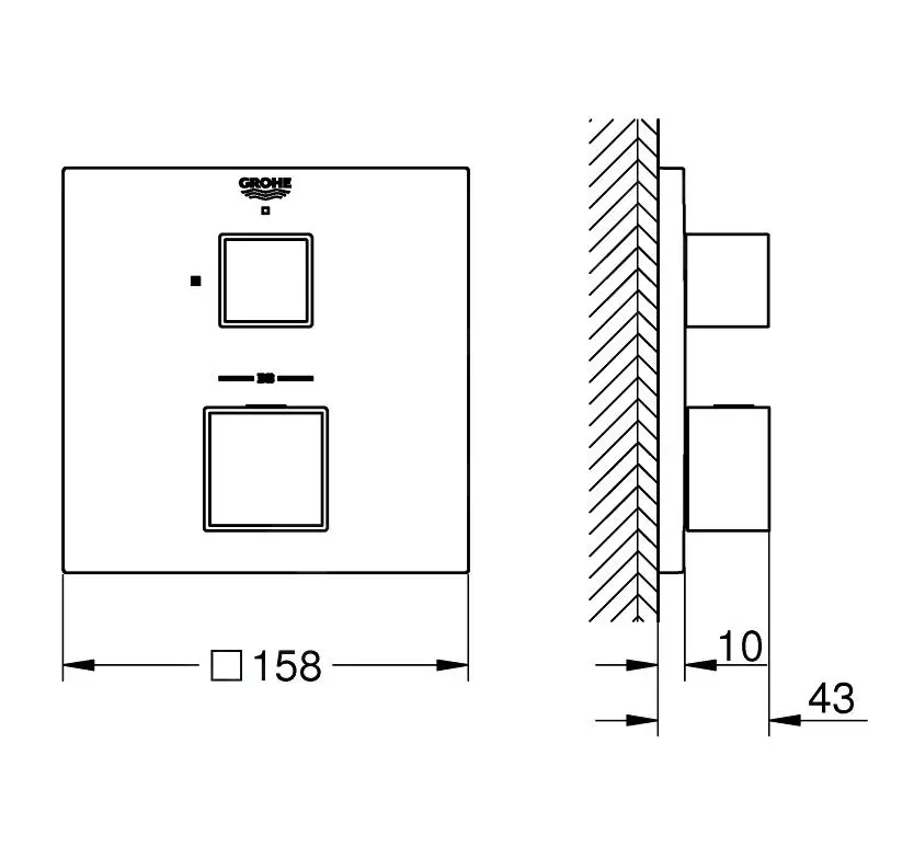 Grohe Grohtherm Cube - Grifo Empotrado Termostático De Ducha, Hard Graphite Cepillado 24153AL0 - Imagen 2