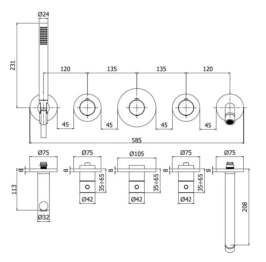 Paffoni Modular Box - Grifo Empotrado Termostático, Para 2 Dispositivos, Cromo MDE001CR - Imagen 2