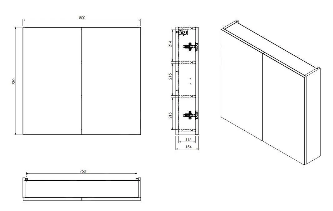 Kielle Vega - Armario Con Espejo, 80x73x15 Cm, Roble Dorado 50118801 - Imagen 2