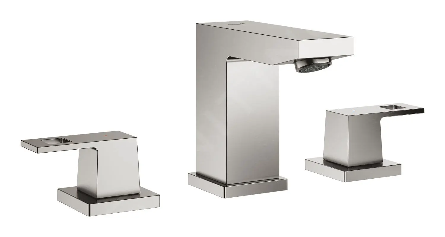 Grohe Eurocube - Grifo De Lavabo, Con Desagüe, Montaje De 3 Orificios, Supersteel 20351DC0