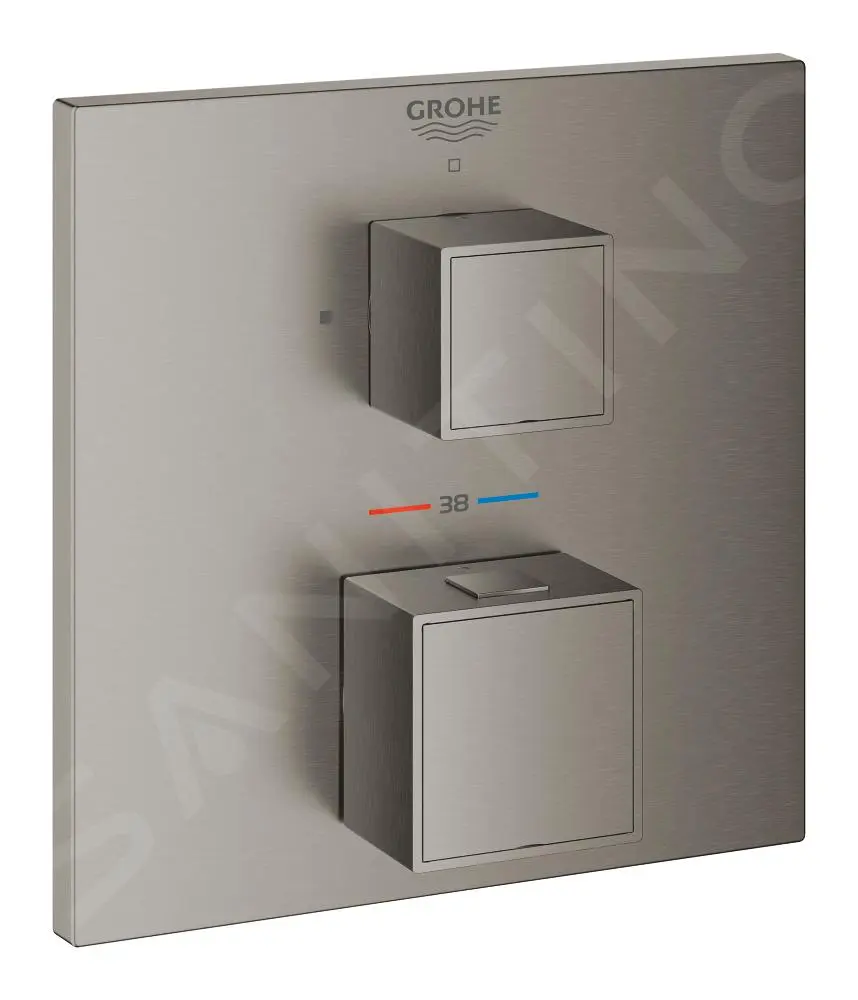 Grohe Grohtherm Cube - Grifo Empotrado Termostático De Ducha, Hard Graphite Cepillado 24153AL0